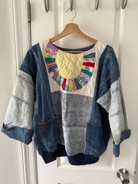 Quilted patchwork pullover jacket vintage reworked